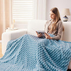 NEWCOSPLAY Super Soft Twin Blanket Blue Premium Silky Flannel Fleece 3D Clouds Stylish Jacquard Lightweight Bed Blanket All Season Use 350GSM (Blue, Twin(60"x80"))