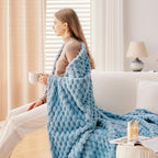 NEWCOSPLAY Super Soft Twin Blanket Blue Premium Silky Flannel Fleece 3D Clouds Stylish Jacquard Lightweight Bed Blanket All Season Use 350GSM (Blue, Twin(60"x80"))