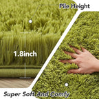 Green Area Rug for Bedroom: 3x5 Plush Shag Carpet-Modern Fuzzy Furry Soft Rugs for Kids Girls Room,Shaggy Rug for Dorm Home Decor(3x5 Feet,Light Green)