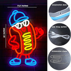 Hot Dog Neon Sign Dimable Cool Hot Dogs Neon Signs Funny Hot Dog Party Themed Light Decor for Restaurants Bars Game Rooms Vibrant LED Lighting Gifts for Fast Food Enthusiasts (15×9.8inch)