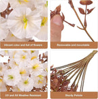 Fake Mums Artificial Fall Hanging Flowers for Outdoors Decoration, 2 PCS Faux Silk Morning Glory with Bown Eucalyptus UV Resistant Plants for Wall Home Porch Patio Balcony Yard Indoor Decor (White)