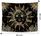 Lunerfex Hippie Sun and Moon Tapestry Bohemian Tapestry Aesthetic Cute Tapestries for Bedroom and Living Room Decor Sun 60×80 Inches