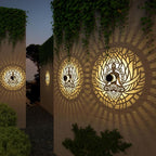 4 Pack Solar Fence Lights Metal Solar Powered Outdoor Wall Deck Step Lights Zen Theme Waterproof Fence Light for Garden Post Patio Backyard Yard Decor, Gardening Gifts for Women Mom Grandma