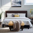 Ottoman Rectangular Storage Ottoman Bench, Flannel Footrest Stool Footstool with Lid for Living Room, Bedroom, Entryway, Champagne&Black, 35"x23.5"x17.5"