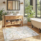 jinchan Botanical Birds 3x5 Ivory Area Rugs for Entryway Washable Non Slip Soft Nature Plants Modern Kids Room Carpet Vintage Ultra Thin Low Pile Rug for Living Room Kitchen Bathroom Front Door