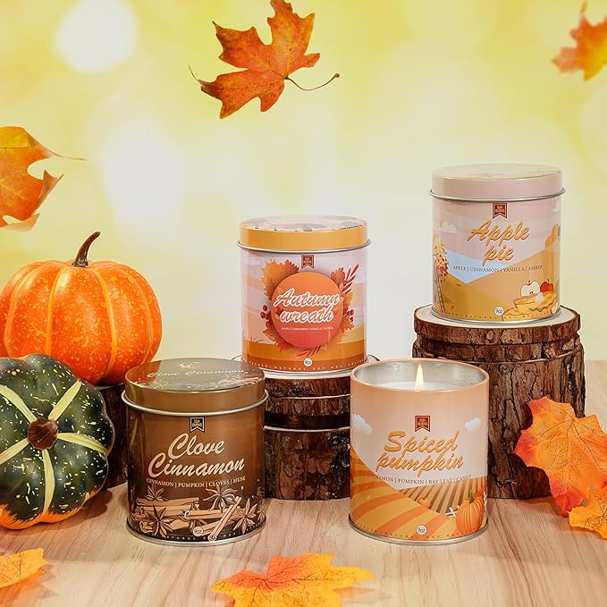 Pumpkin Candle, Fall Scented Candles for Halloween Easter Thanksgiving Day, 9oz Aromatherapy Soy Wax Non Toxic Candle for Home Scented 40 Hours Bruning- Birthday Halloween Gifts for Women Men