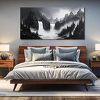Mountain Hand Painting Wall Decor For Living Room - Extra Large Waterfall Pictures Wall Art For Office - Landscape Canvas Wall Art For Bedroom Size 36 x 72 Inch