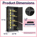 71" Storage Cabinet, Metal Pantry Cabinet, Kitchen Pantry Storage Cabinets with Doors and 4 Shelves for Laundry Room, Living Room, Dinning Room, Assembly Required, Black