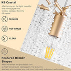 Plug in Crystal Chandelier with 15Ft Cord Modern Pendant Light for Bedroom Mini Antler Hanging Lamp for Kitchen Island Dinning Bedrooms and Hallway(1 Light)