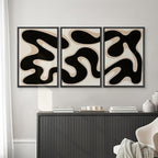 SIGNWIN Framed Canvas Print Wall Art Modern Abstract Organic Shapes Black and Beige Fluid Pattern Photography Modern Art Minimalist Black and White for Living Room, Bedroom, Office - 16"x24"x3 Black