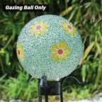 Gazing Ball 8 Inch Flower Glass Mosaic Garden Globe Outdoor Gazing Globe Yard Ornament for Garden Yard Home Lawn Outdoor Decoration Gift for Women (Not Solar Powered)