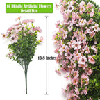Artificial Fake Flowers for Outdoor Spring Decoration, 16 Bundles Faux Silk Colorful Daisy UV Resistant Realistic for Outside Porch Patio Home Yard Garden Planters Pots Window Box (Pink)