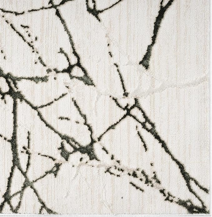 LUXE WEAVERS Modern Abstract Nature Cream Green 6x9 Area Rug, Non-Shedding Carpet