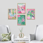 SIGNWIN Adhesive Canvas Poster Tropical and Floral Bright Botanical Preppy Room Decor Pink Decor Digital Art Modern Art Decorative Multicolor Scenic for Bedroom - 11"x14"x4