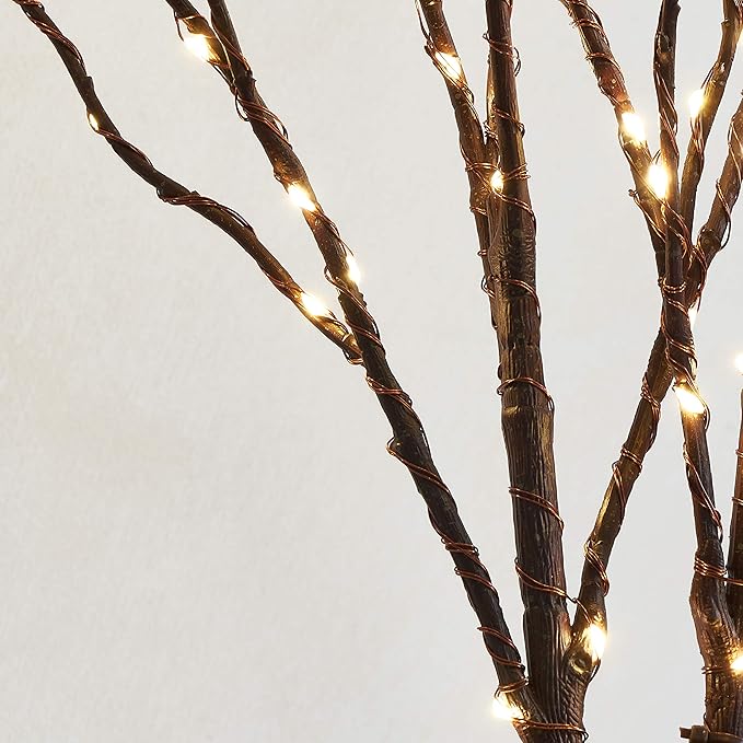 Fudios Lighted Twigs and Branches for Vases Plug in 32in Tall,Brown Willow Tree Branches with Lights 150 LED Outdoor Indoor Holiday Party Decor Gift 2Sets