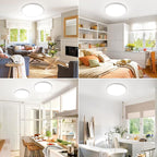 SunRider 4-Pack 16 Inch LED Flush Mount Ceiling Light, 3200LM, 5000K Daylight White, 32W Dimmable Modern Round Flat Ceiling Lights for Living Room