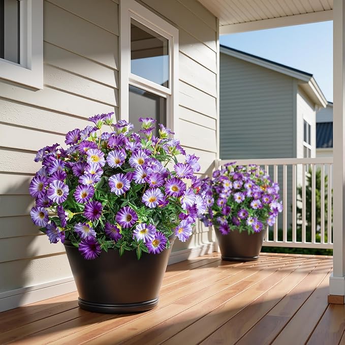 UV Resistant Artificial Petunias 8PCS 13.3In Fake Flowers Artificial Flowers for Outdoors Silk Flowers Fake Hanging Basket Plants Suitable for Outdoor Porch Decor Patio Decor,Light Purple