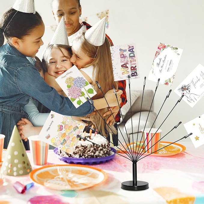 Photo Tree Holder with Metal Base,12 Clips Flexible & Durable Branches Money Trees Gift Card Holder with Clips,Picture Trees to Hold Photos for Christmas Wedding Greeting Birthday Party Gift