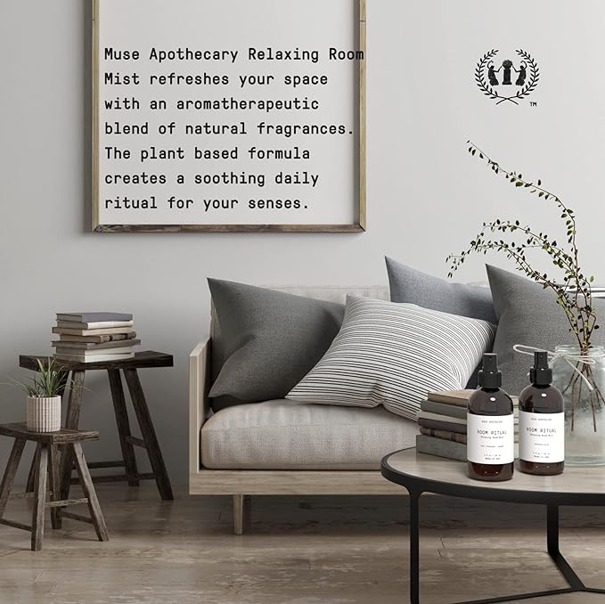 Muse Apothecary Room Ritual - Aromatic and Relaxing Room Mist, 4 oz, Infused with Natural Essential Oils - Aloe + Eucalyptus + Lavender