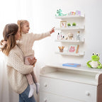 Scalloped Shelves - Set of 4 Pre-Assembled 15.6inch White Floating Nursery Book Shelves, Scalloped Book Shelf - Kids Wall Decor, Nursery Decor, Floating Shelves for Wall