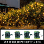 Yellow Wide Angle LED String Lights, 64.8 Ft 300 Count, Pack of 3 Strands 21.9 Ft 100 Lights UL Certified Commercial Grade Green Wire 5mm Holiday String Light