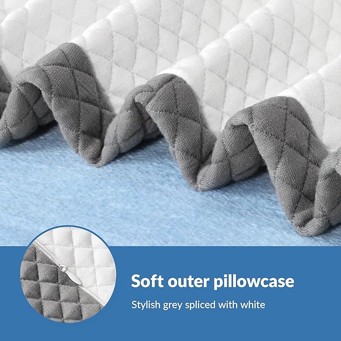 AM AEROMAX King Size Memory Foam Pillow - 6.5 Inch High Side Sleeper - Black and Gray Two-Tone Pillowcase - Memory Foam Pillow for Adults - Ideal for Side and Back Sleepers