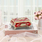 ELLDOO Vintage Music Box, Gold Metal Musical Jewelry Box Keepsake Box, Small Trinket Jewelry Storage Box Gift for Girl Women (Tune: You are My Sunshine), Red