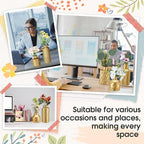 Yaomiao 30 Pcs Vases Bulk Colored Flower Glass Vases Bud Vintage Colored Glass Bottles Colorful Rustic Embossed for Home Wedding Table Decorations Gifts(Gold Series)