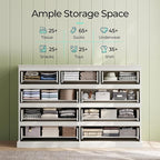 LINSY HOME 9 Drawer Dresser for Bedroom, 53" Wide Chest of Deep Drawers, Modern Farmhouse Wood Dressers with Storage, Large Drawer Organizer for Bedroom, Living Room, Handless Design, White