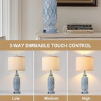 Farmhouse Lamps for Bedroom Set of 2, 28" Rustic Lamps for Living Room with USB Ports, 3-Way Dimmable Nightstand Table Lamp (Bulbs Included)