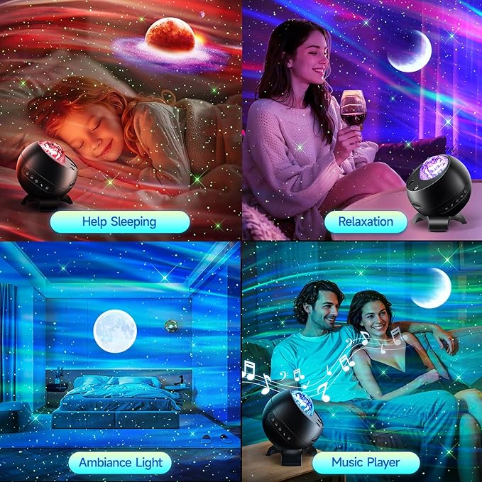 Galaxy Projector for Bedroom, 21Colors Northern Lights,15White Noise&Bluetooth Star Projector Galaxy Lights, Remote Ambient Lighting,Aurora Halloween Decor Christmas,Gifts for Kids,Adults