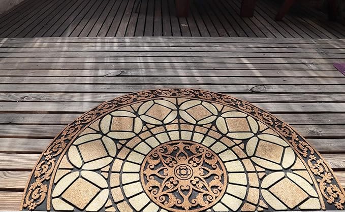 CHICHIC Entrance Door Mat Large 18 x 30 Inch Entry Way Doormat Front Door Rugs Outdoors Heavy Duty Welcome Mat Non Slip Rubber Back Low Profile for Garage, Patio, High Traffic Area, Semicircle