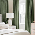 MIULEE 100% Blackout Linen Textured Curtains for Bedroom Solid Thermal Insulated Olive Green Grommet Room Darkening Curtains & Drapes Luxury Decor for Living Room Nursery 42 x 63 Inch (2 Panels)