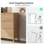 LINSY HOME Fluted Dresser for Bedroom with 6 Drawers, 54" Wide Mid Century Modern Dressers, Tall Boho Chest of Drawers, Large Wood Accent Storage Cabinet for Living Room, Curved Profile Design, Oak