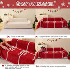 Chenille Armchair Sofa Slipcover Washable Furniture Protector Recliner Couch Cover 1-Piece Cushion Stain Resistant Chair Cover Soft Breathable Couch Cover Blanket, Red Bow 71"x 71"