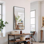 YIROMAN Bathroom Mirror 48"x24", Large Matte Black Bathroom Mirror for Over Sink with Aluminum Frame, Rectangular Vanity Mirror with Right Angle, Wall Mirror Hangs Horizontal or Vertical, Shatterproof