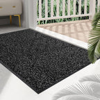 Mibao Front Door Mat, Dirt Trapper Welcome Mat for Outdoor Indoor, Non-Slip Waterproof Doormat, Durable Machine Washable Low Profile Entry Rug for Back Door Outside Patio Porch, 30" x 18", Black