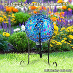 VOREEN 10-Inch Gazing Ball Glass Mosaic Gazing Globe, Outdoor Reflective Ball Yard Decoration for Homes, Patio, Lawn and Gardens, Gift for Mom Wife Friend, Blue and Amber