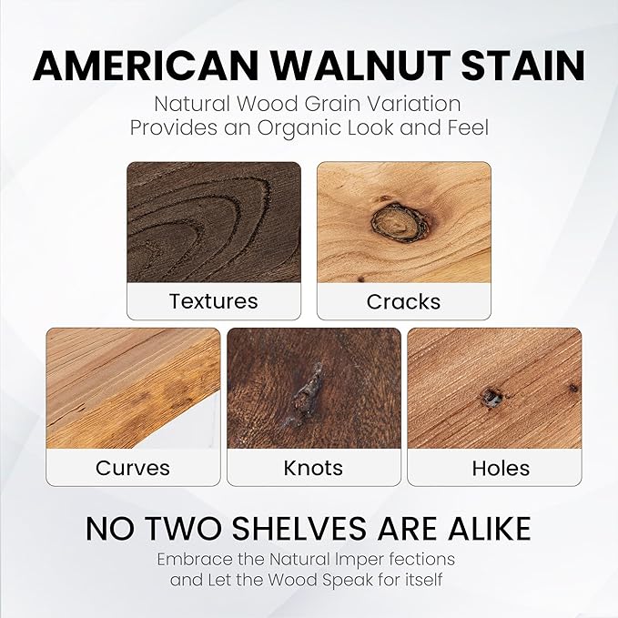 Fun Memories Floating Shelves for Wall, 24"x9.3" Rustic Solid Elm Wood Floating Shelves, Heavy-Duty Wall Shelf with Invisible Brackets, Set of 2 for Living Room, Bedroom, and Kitchen, Natural Finish