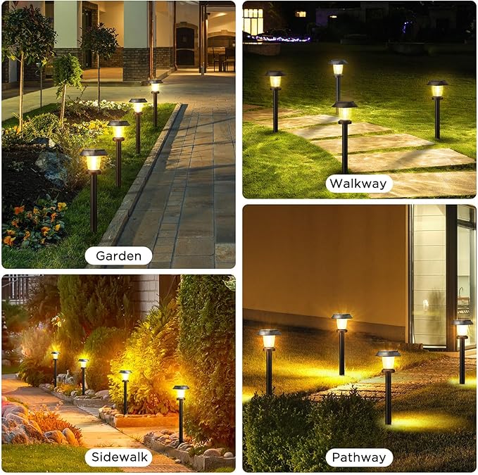 ALEPOD Solar Pathway Lights Outdoor - 12 Pack Solar Powered Garden Lights Waterproof, Decor Landscape Lighting with Three Lighting Modes for Yard, Lawn, Walkway, Driveway, Warm White