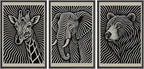 SIGNWIN Framed Canvas Print Wall Art Wildlife Portrait Giraffe, Elephant, and Bear Photography Modern Art Minimalist Black and White for Living Room, Bedroom, Office - 16"x24"x3 Black