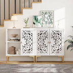 Accent Cabinet with Doors,Storage Cabinet with Gold Legs and Adjustable Shelf, Sideboard Buffet for Living Room,Entryway,Dining Room,Bedroom,White