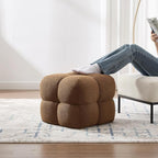 ONEVOG 21" Dark Brown Modern Ottoman, Square Fuzzy Couch Sherpa Pouf Ottoman, Tufted Fluffy Boucle Fabric Foot Stools, Upholsered Footrest & Coffee Table for Living Room Bedroom, Cute Pouf Home Decor