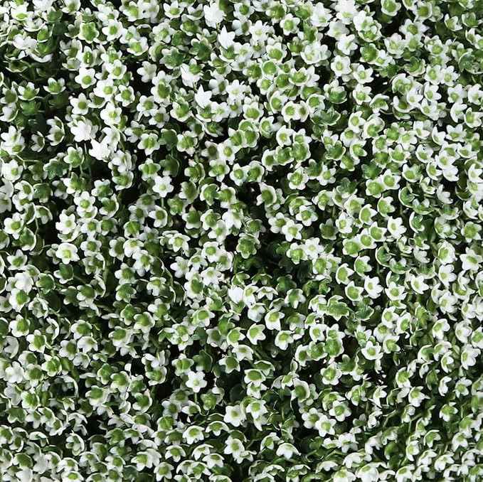 Bornbridge Artificial Baby's Breath Topiary Ball Tree - 4' Baby's Breath Ball Tree - Indoor/Outdoor Topiary Trees - Artificial Outdoor Plants (2 Pack)