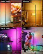 LED Corner Lamp, 65" RGB Corner Floor Lamp with 16 Million DIY Colors, 216 Dynamic Light Effects and Music Sync - App and Remote Control LED Lamp for Bedroom, Living Room, Gaming Room