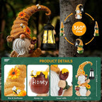 Garden Gnome Statue with Solar Lights – Large Outdoor Sculptures for Patio, Lawn, Yard – Ideal Gifts for Moms, Women, Grandma, Mothers Day, Birthdays, – Funny Double Gnomes Decoration for Housewarming