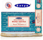 Satya Money Matrix Incense Sticks 180 gm (15GM X 12 Pack) from Satya Mumbai and Raajsee Incense Sticks Holder Bundle, Free from Chemicals,Natural Insenses