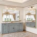 YIROMAN Bathroom Mirror 60"x40", Large Brushed Gold Bathroom Mirror for Over Sink with Aluminum Frame, Rectangular Vanity Mirror with Right Angle, Wall Mirror Hangs Horizontal or Vertical