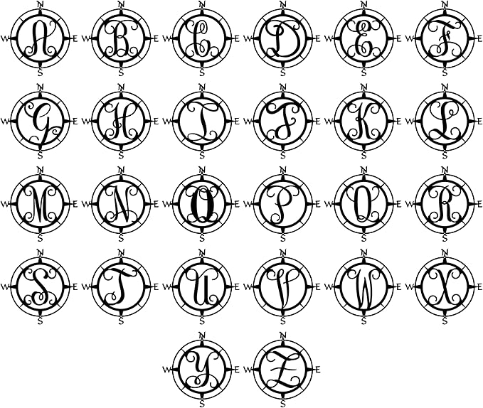 Metal Compass Letter Monogram | Wall Monogram Sign | Nautical Decor | Rustic Compass letter Decor | Wedding Gift, Steel Compass