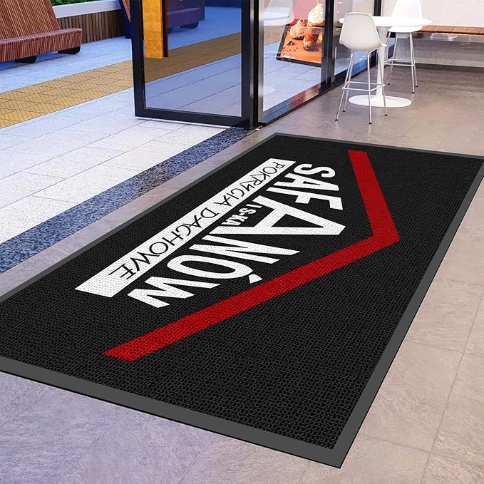 Custom Personalized Commercial Area Rug with Any Logo Text Floor Entryway Door Mat Welcome Carpet for Business Home Indoor/Outdoor Non Slip Washable Durable